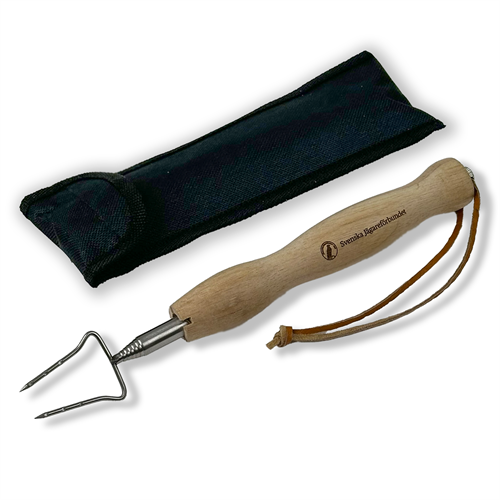 Grillpinne med fodral, metall med trähandtag